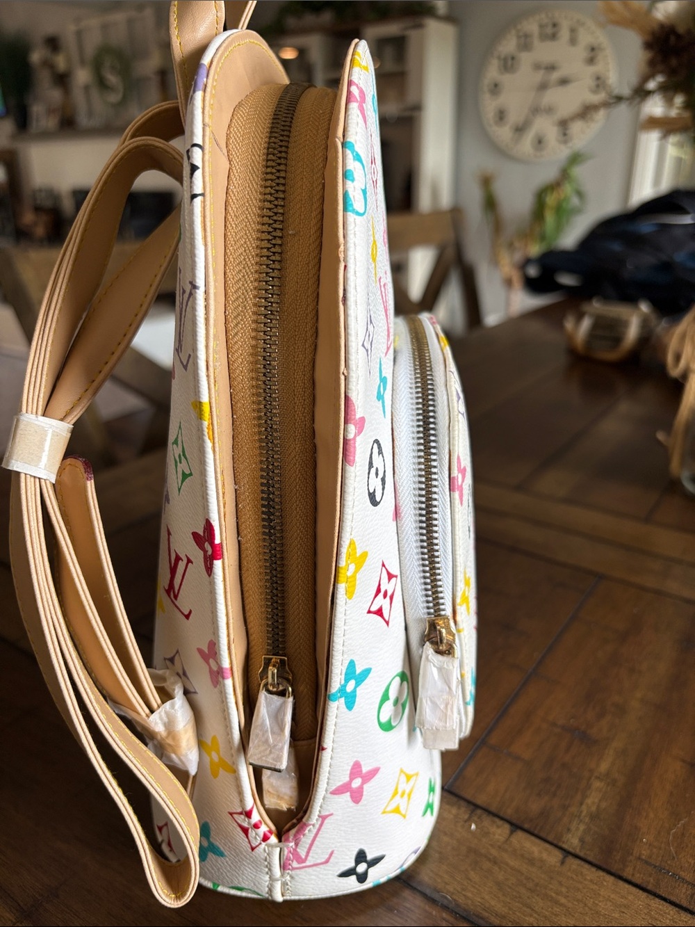 Fashion White Multicolor Monogram Mini Backpack - Picture 4 of 12